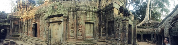 Some of the bas relief carving at Ta Prohm. Note the tree on the right. Tres cool!